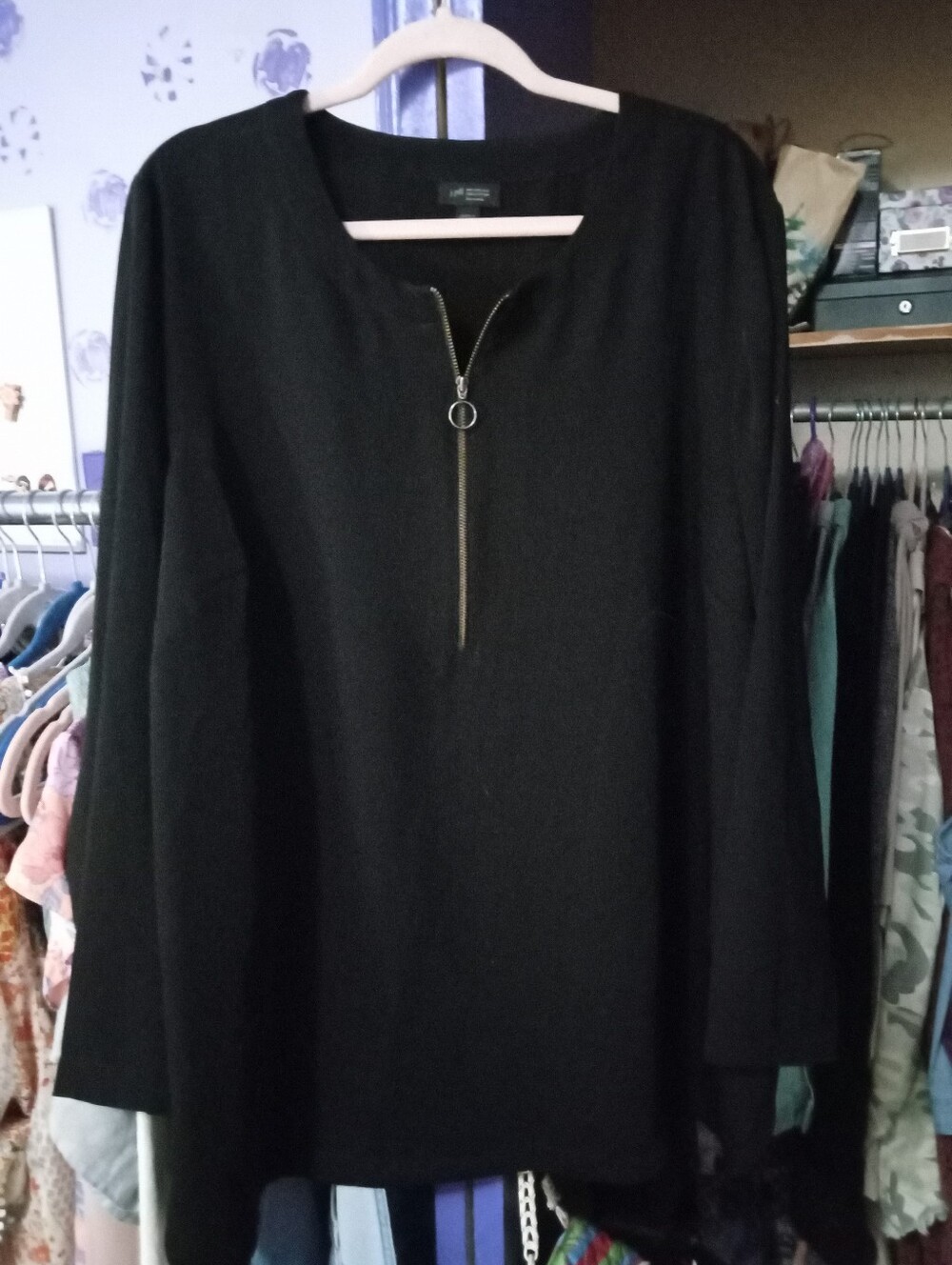 J. Jill Black Blouse With Zipper Detail
